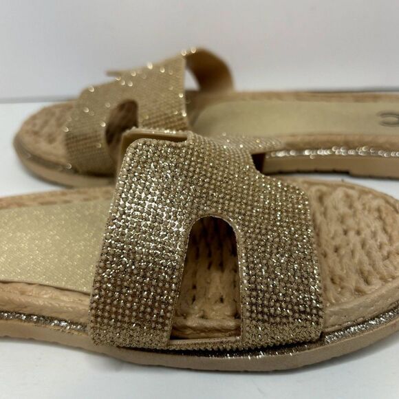 Cindy Claire Studded Jewel Rubber Flat Sandals Slip On Slides Womens Designer - Picture 7 of 9